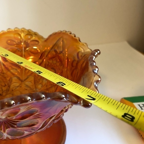 Pedestal Fruit Bowl - Marigold Carnival Glass - Picture 5 of 8